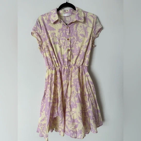 Kariella Cute Floral Preppy Spring Collared Button Up 100% Cotton Dress - Picture 7 of 12